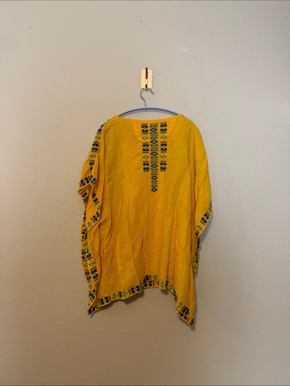 Ryan Michaels Embroidered Poncho Size Medium Linen - Picture 5 of 6